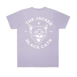 T SHIRT BLACK CATS LAVENDER